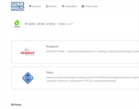 WH OKNA API app example